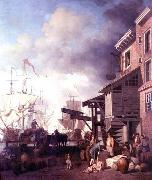 Samuel Scott A wharf on the River Thames oil painting